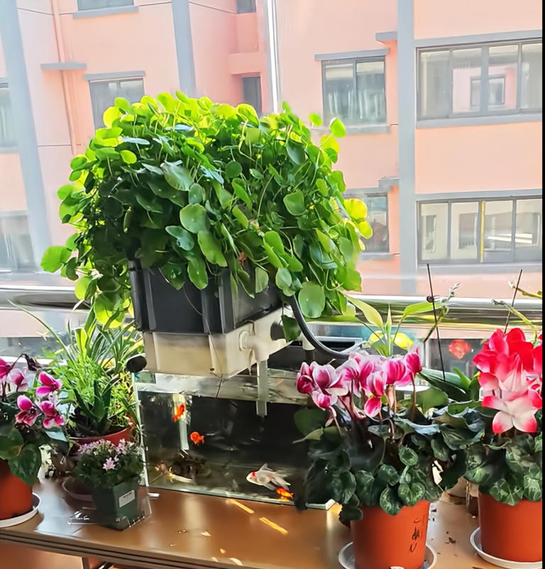 广东女子将铜钱草养在鱼缸里美爆，网友直呼神奇！