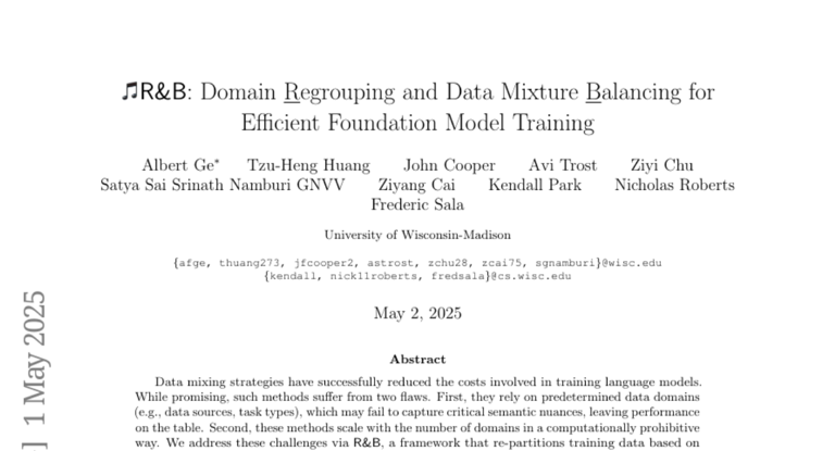 R&B：突破瓶颈的新途径，威斯康星大学麦迪逊分校团队如何革新AI模型训练方法