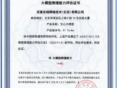 文心X1 Turbo大放异彩！信通院首批大模型推理能力评估获最高等级