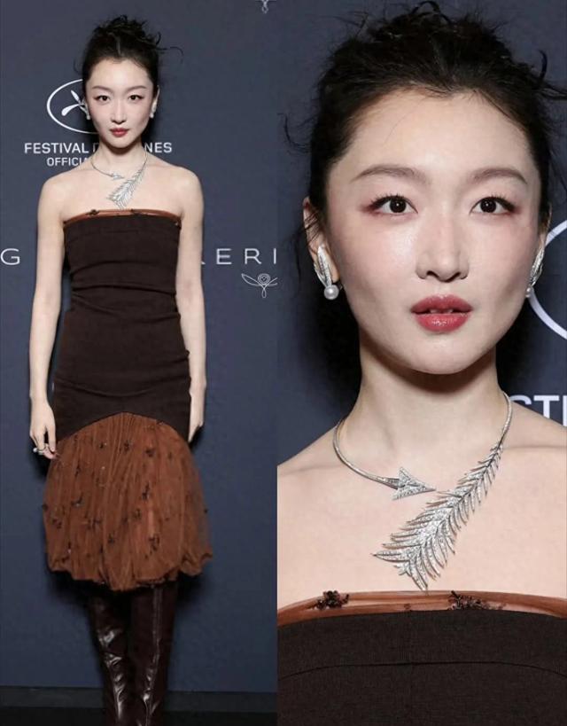 周冬雨出席戛纳晚宴，造型大翻车，小鸡嘴好奇怪，看起来又老又小