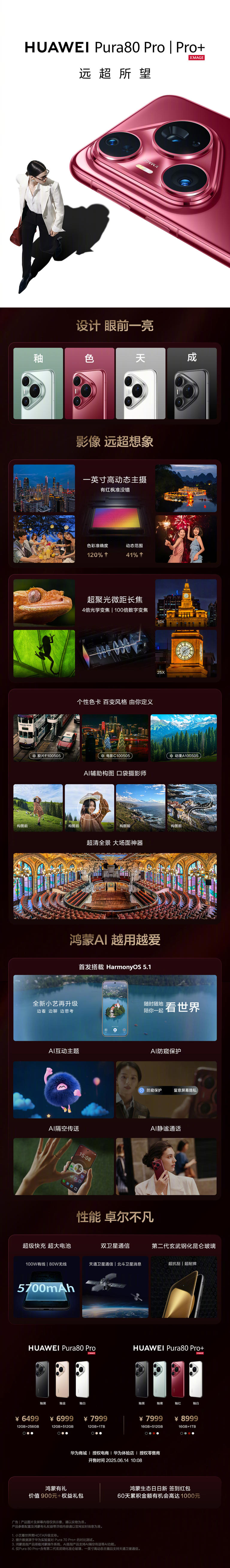 华为Pura80/Pro/Pro+/Ultra手机发布，Pro系列6499元起