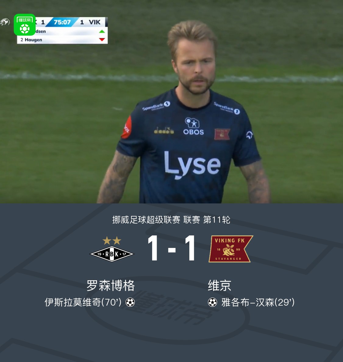 罗森博格1-1维京，雅格布-汉森破门，伊斯拉莫维奇扳平救主_2