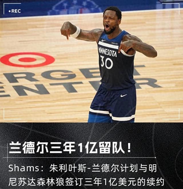 NBA三届全明星兰德尔与森林狼达成3年1亿$续约合同&并有球员选项
