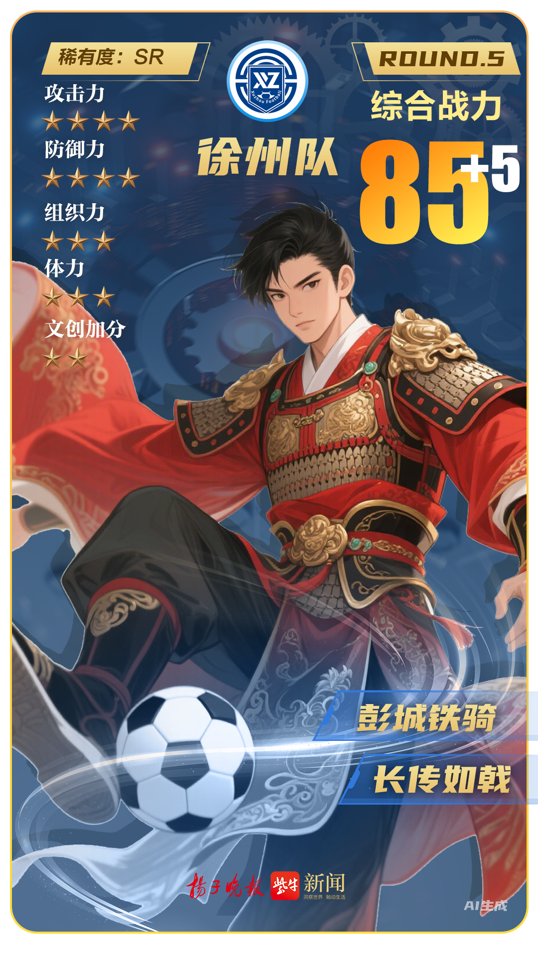 苏超卡牌 | “榜一”“盐”值拉满、苏州队晋级SR！“苏超”第五轮卡牌更新数值