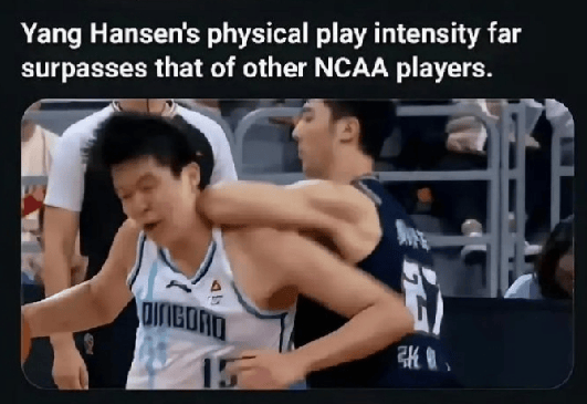 有国外网友晒出杨瀚森CBA比赛的动图：你说他无法适应NBA？