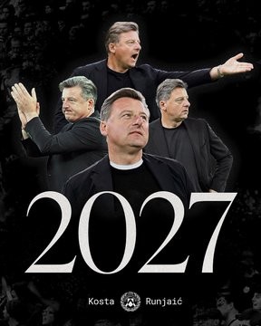 官方：乌迪内斯主帅鲁尼亚伊奇与球队续约至2027年