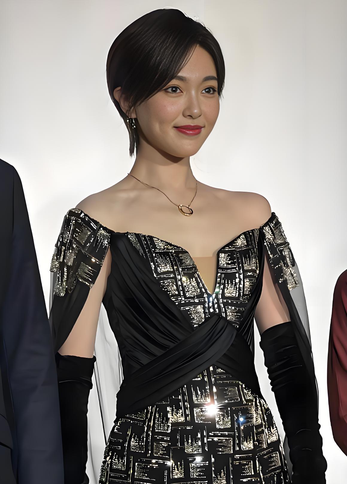 41岁唐嫣剪短发后像换了个人，穿露肩裙又美又飒，差点认不出