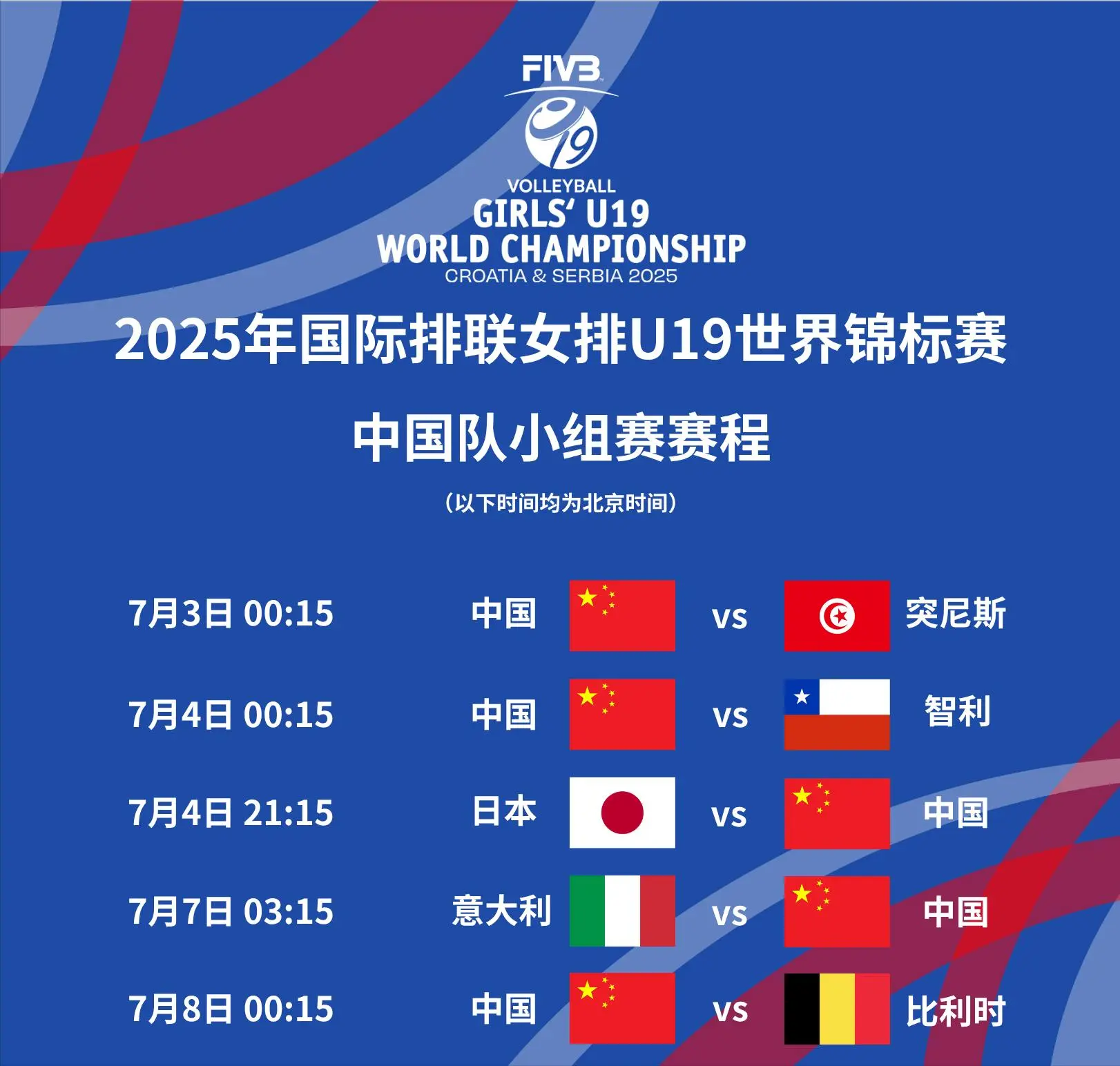 4位世界冠军压阵！中国女排迎U19世锦赛首秀，上届仅第10欲雪前耻