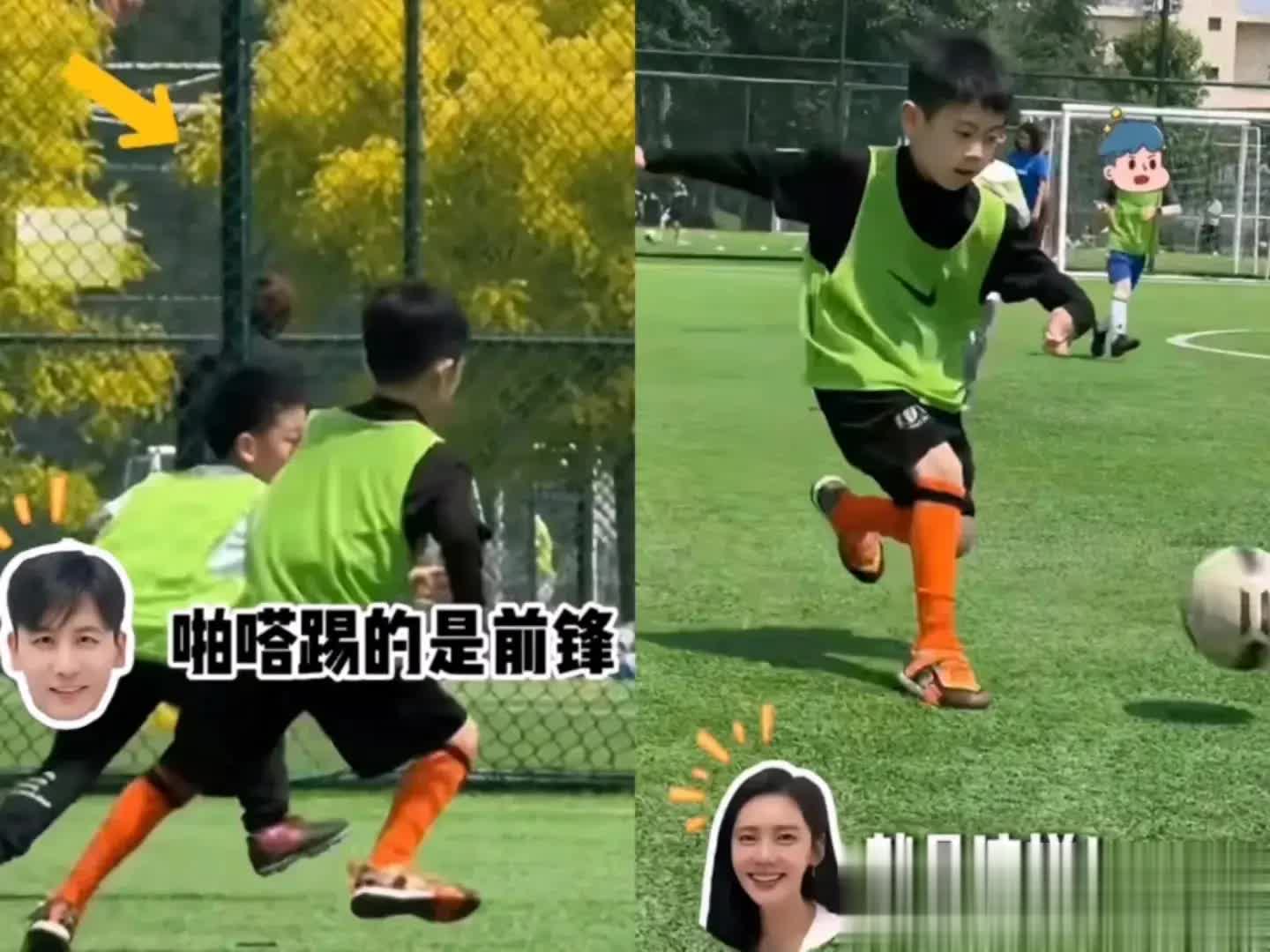秋瓷炫儿子7岁踢球成全场焦点，基因强身高有望破190