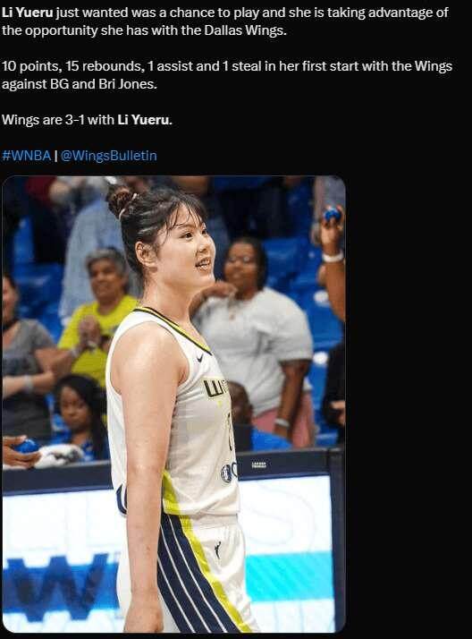 【WNBA】李月汝惊艳表现引爆外网，为个人成长放弃国内8倍年薪