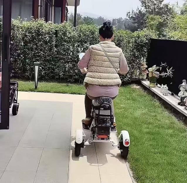 何赛飞别墅练三轮，62岁喊“刹不住”，网友：豪宅主人咋这么逗？