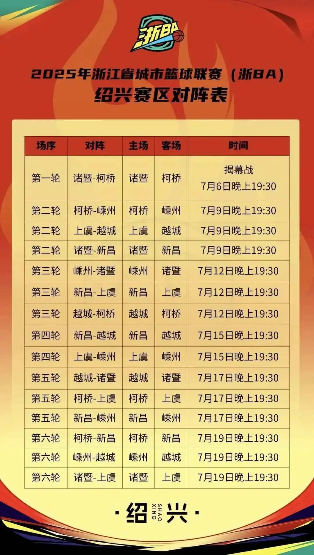 “百县大战”来啦！“浙BA”各地赛程陆续出炉