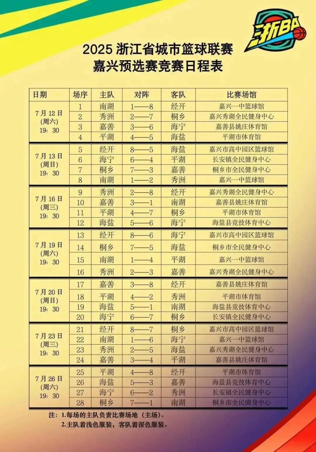 “百县大战”来啦！“浙BA”各地赛程陆续出炉