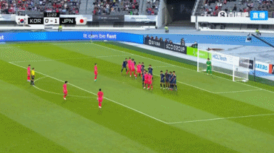 半场-日本暂1-0韩国 杰梅恩-良凌空破门罗相镐低射中柱