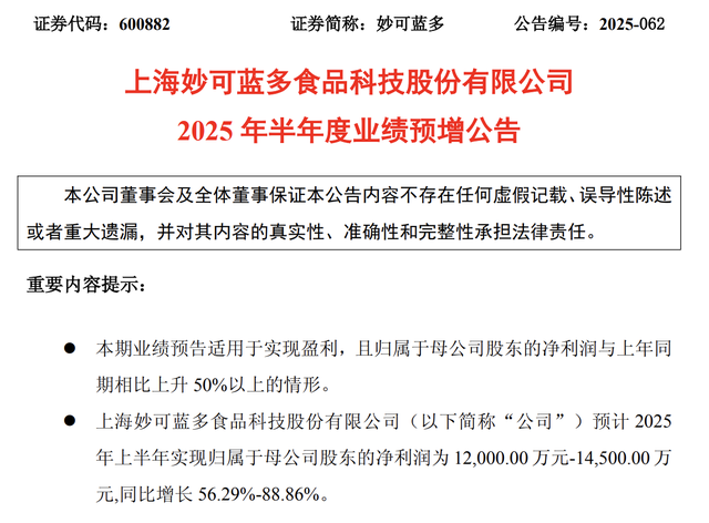  净赚超1.2亿，“奶酪一哥”妙可蓝多，业绩复苏 
