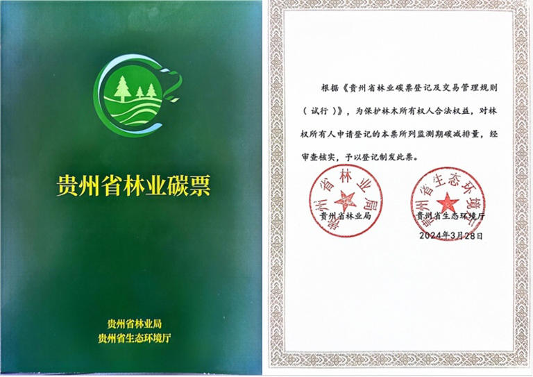 省级林业碳票。