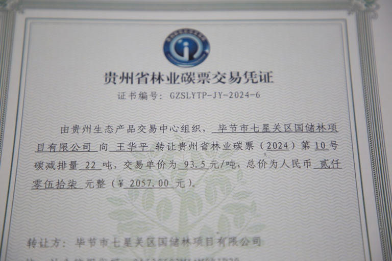 碳票交易凭证。