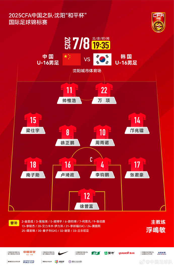 U16国足3比4惜败韩国队 3分钟连追2球 表现可圈可点