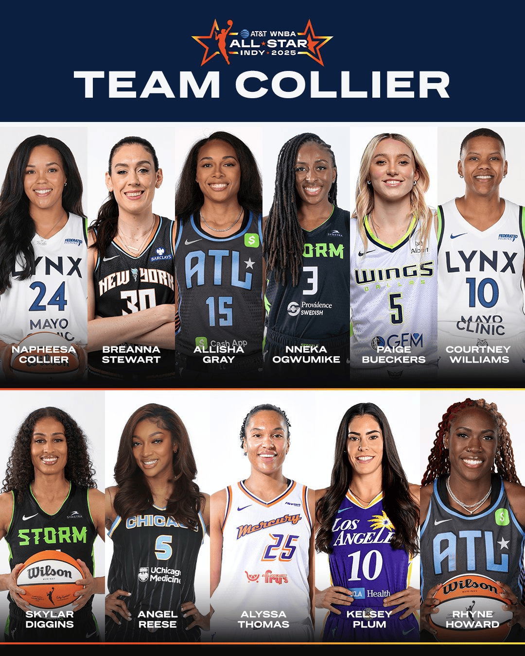 WNBA全明星队伍阵容名单公布：克拉克队第一顺位选中波士顿