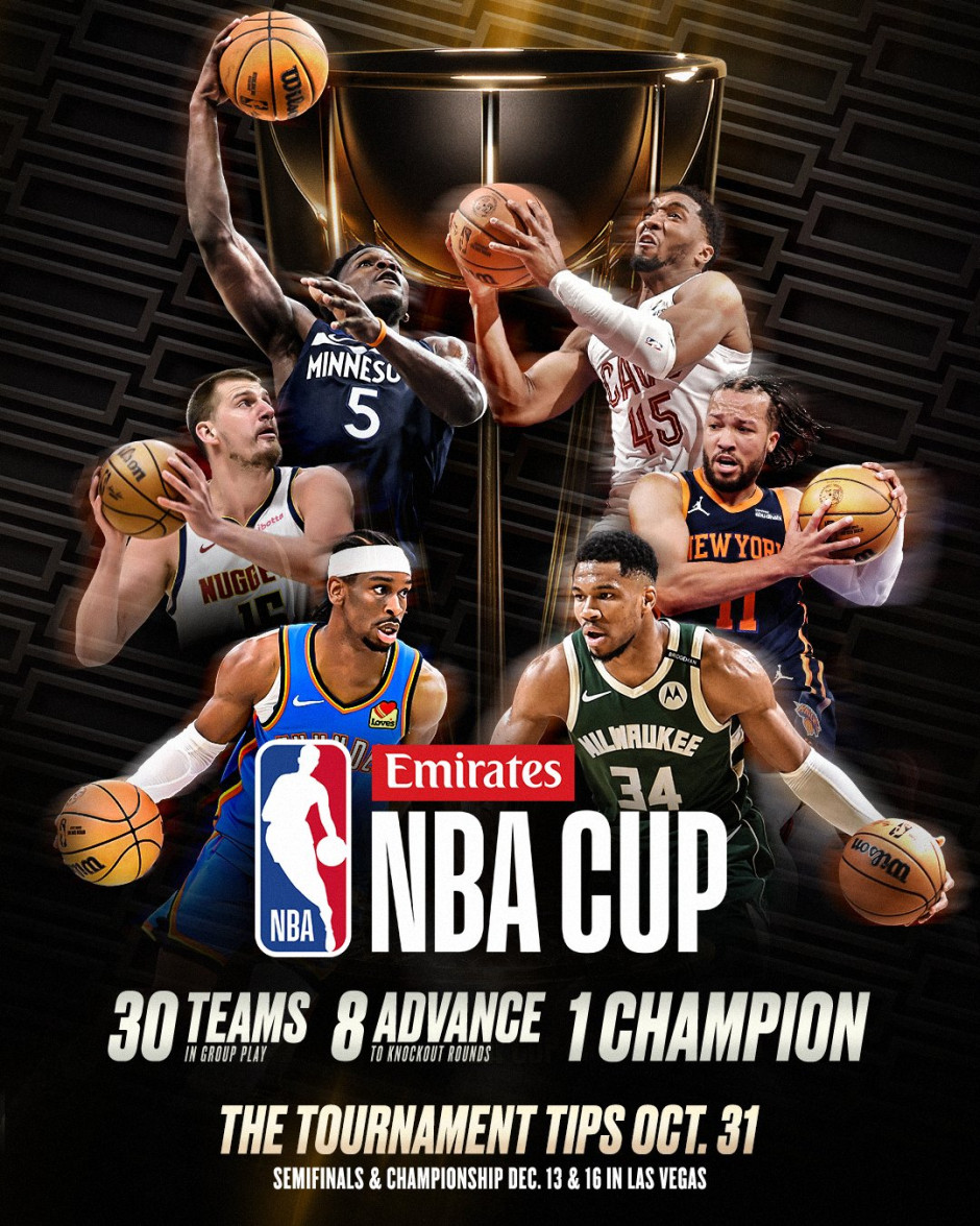 湖人快船独行侠同组厮杀！2025NBA杯分组名单一览表