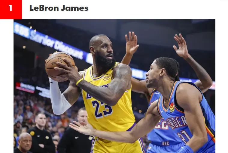 美媒评NBA历史79大球星：詹姆斯再次超过乔丹 杜兰特第12库里第13