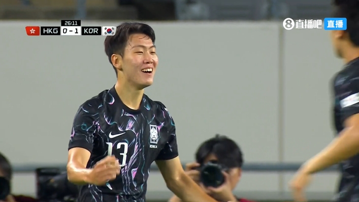 守了27分钟！姜尚润转身射门得手，中国香港0-1落后韩国