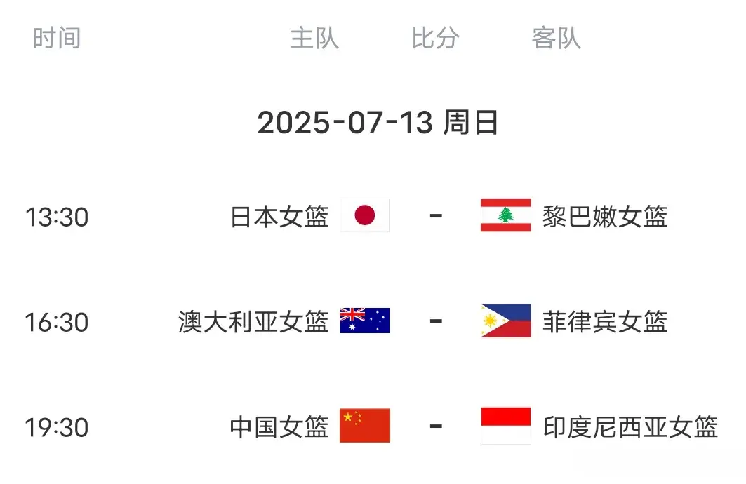 女篮亚洲杯险爆大冷！日本女篮72-68黎巴嫩，中国女篮将战印尼