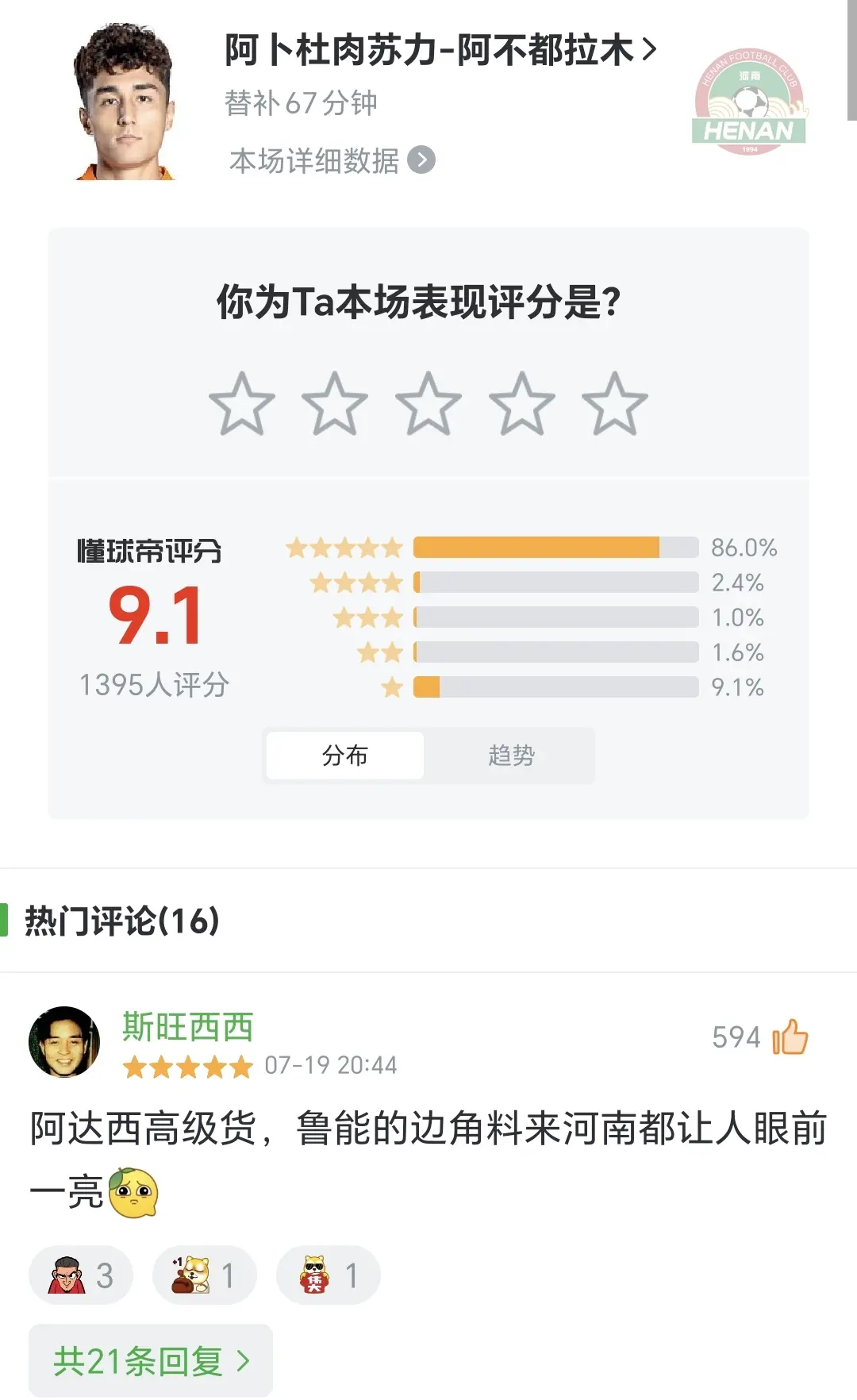 泰山队后悔吗，泰山弃将仅半场就征服河南球迷，在泰山却只是边角料