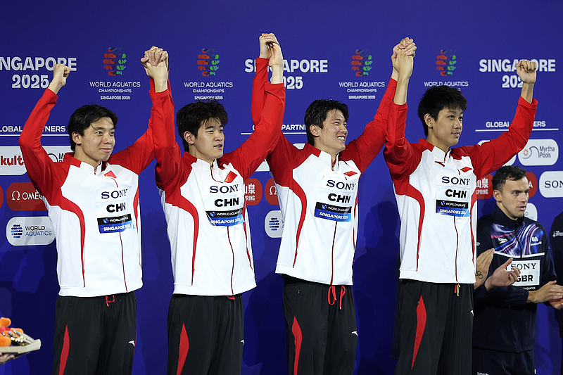 游泳世锦赛｜中国男子4X200米自由游泳接力勇摘银牌