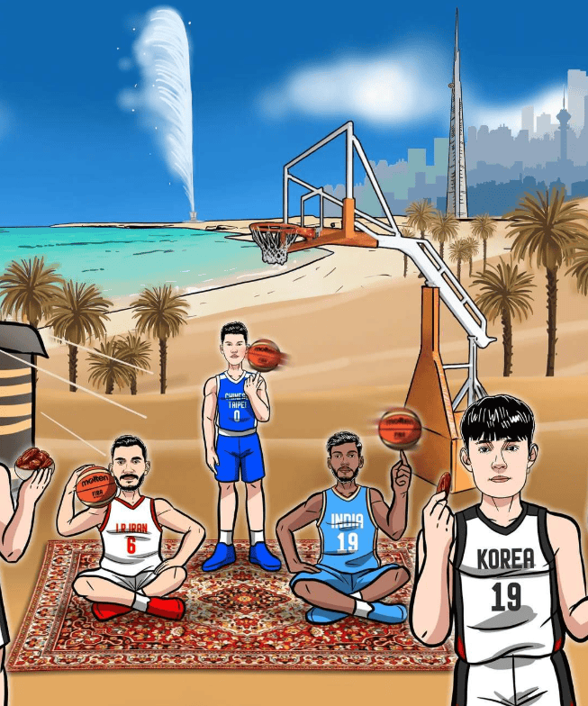 FIBA官方分享亚洲杯动漫形象照，中国男篮代表人物为胡金秋
