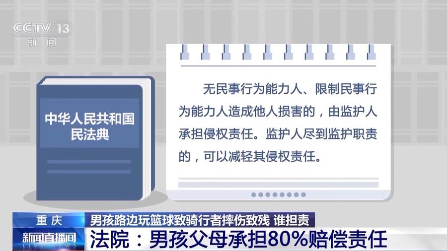 男孩路边玩篮球致骑行者伤残，谁担责？法院这样判