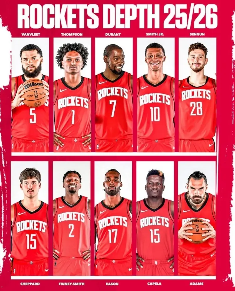1交易3签约！NBA最强的前场阵容诞生，火箭14人豪阵冲击总冠军