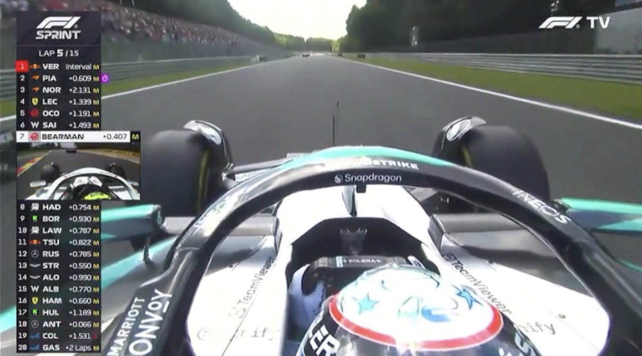 F1比利时冲刺赛：维斯塔潘冠军，迈凯伦二三带回