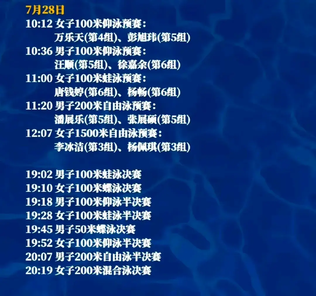 游泳世锦赛28日看点：覃海洋冲首金 多线出击求突破