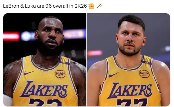 众星2K26能力值曝光：约字亚98第一 东詹96杜兰特93不如库里浓眉