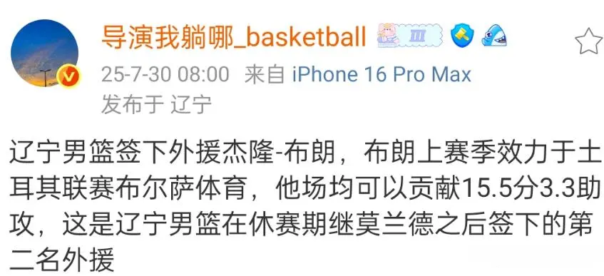 正式确定！布朗加盟辽宁男篮，携手赵继伟，杨鸣出其不意