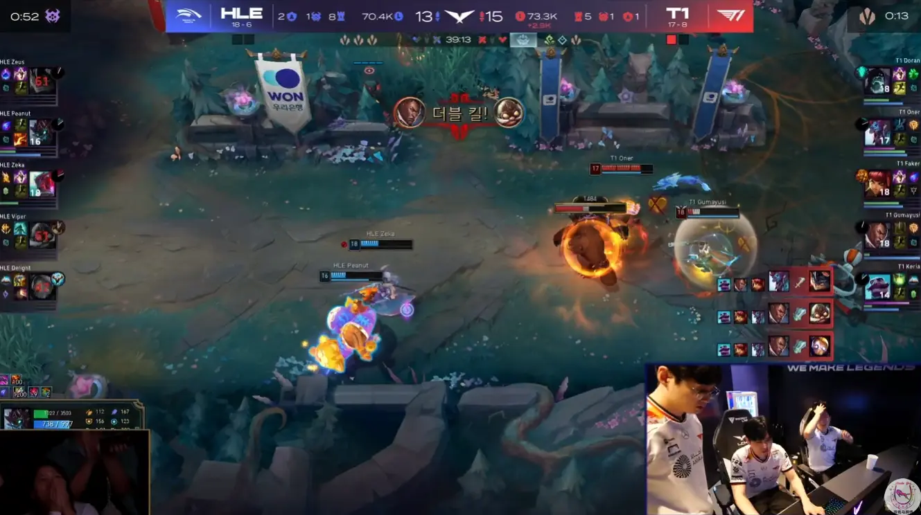 LCK：T1翻盘第二次零封HLE！Doran对位Zeus四千经济砍下MVP
