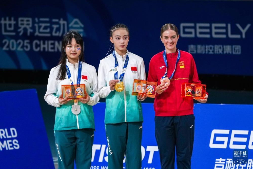 成都世运会｜自由式轮滑——女子花式绕桩决赛：中国选手包揽冠亚军