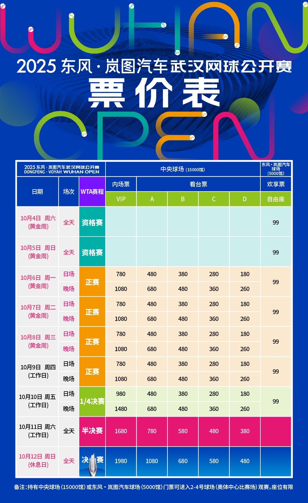 2025武汉网球公开赛今日正式开票