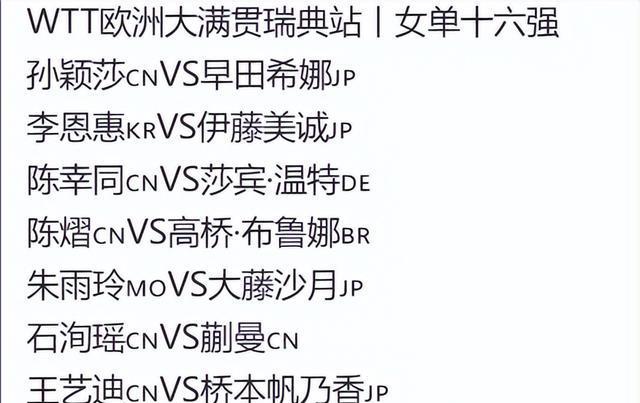 16强对阵出炉！国乒仅占据1席，孤军奋战冲击冠军，夺冠大热出局