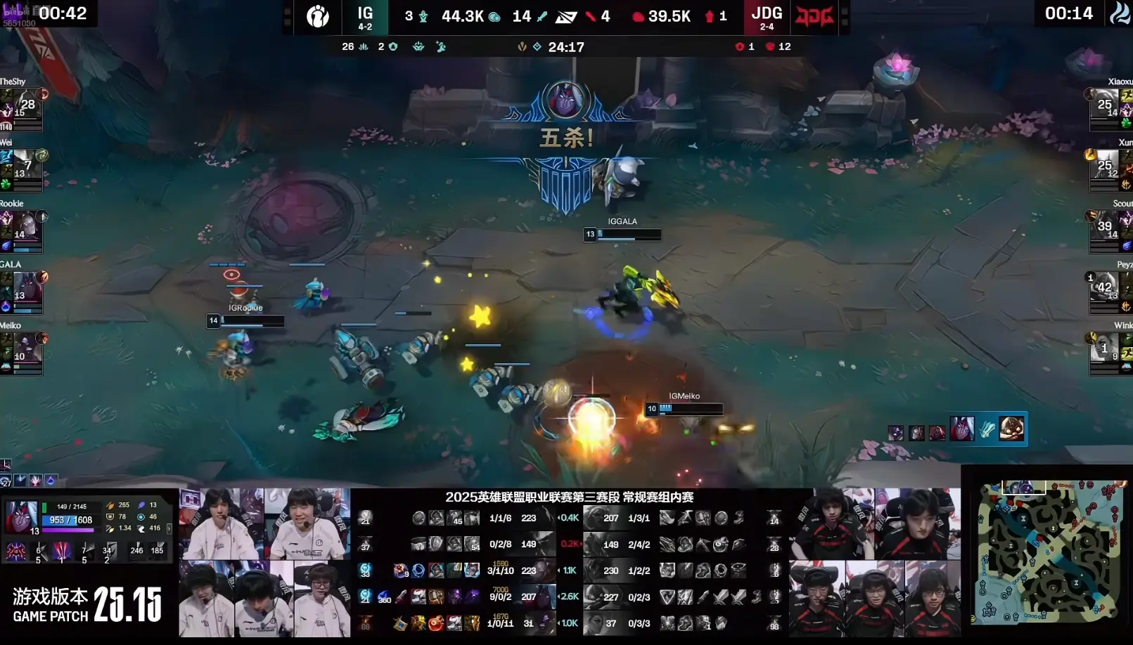 IG2-0击败JDG，拿下第5胜！Gala再拿5杀，theshy奥恩完美团战