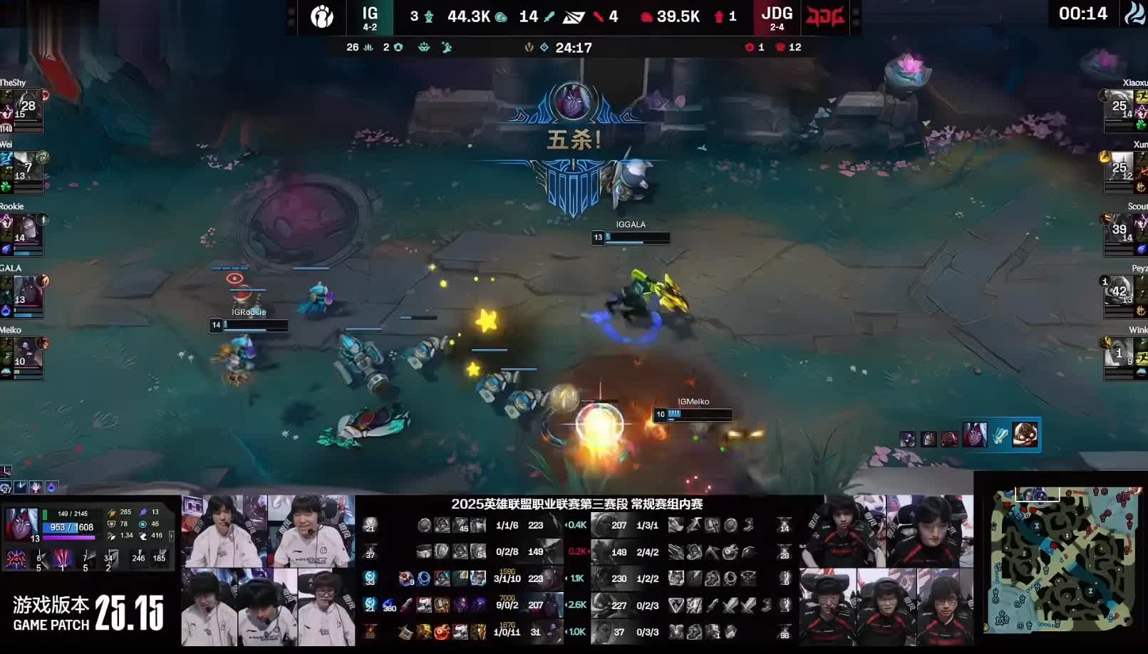 IG2-0击败JDG豪取5连胜！Gala再拿5杀完美团战