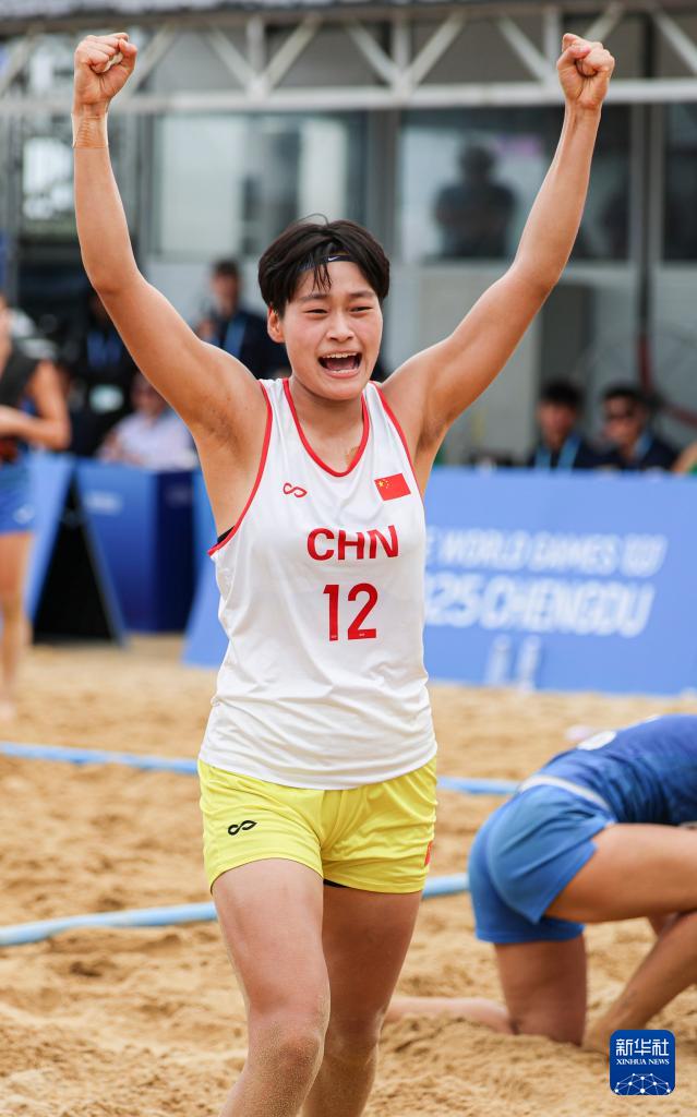 成都世运会︱沙滩手球——女子第5-8名安慰赛半决赛：中国队战胜克罗地亚队