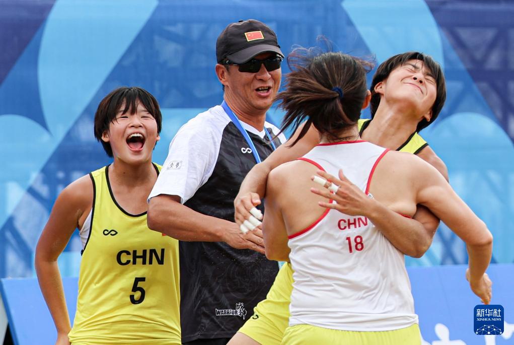 成都世运会︱沙滩手球——女子第5-8名安慰赛半决赛：中国队战胜克罗地亚队