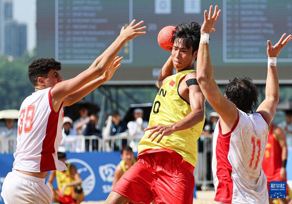 成都世运会︱沙滩手球——男子决赛第7名争夺赛：中国队不敌突尼斯队