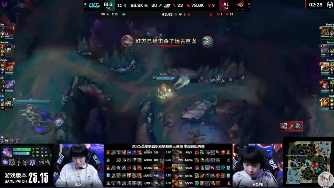 LPL：BLG首败！激战50分钟AL逆风翻盘赢下关键局