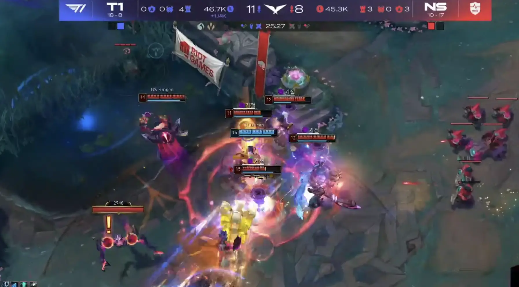 Doran真王朝了！T1击败NS拿下四连胜，但小分不足仍然无法超过HLE