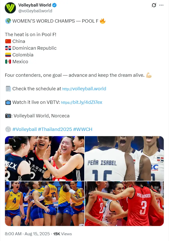 中国女排小组赛前瞻：F组两队孱弱晋级无悬念 战多米尼加或决定头名