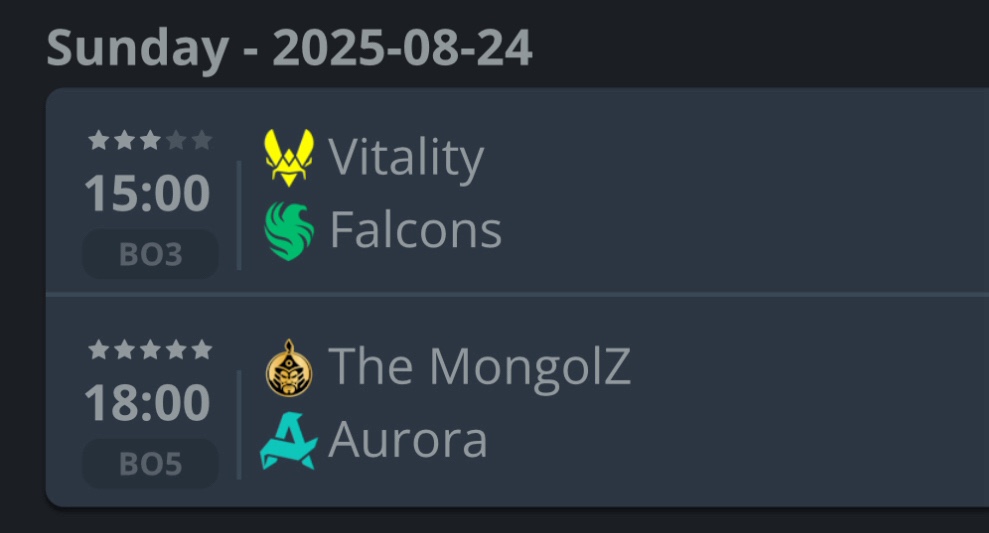 EWC决赛日预告：Vitality对战Falcons！