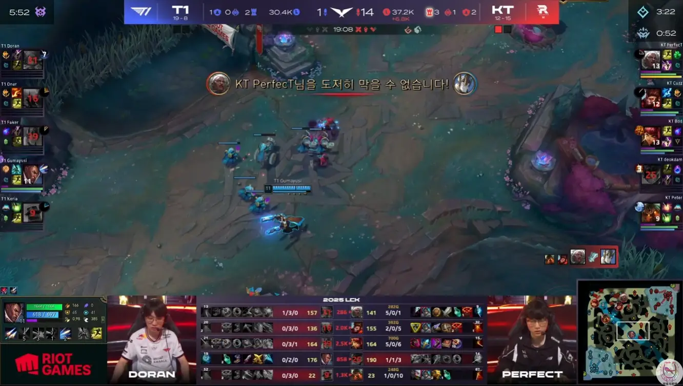 LCK：金牌“充电宝”坏了？KT爆冷2比0血虐T1！